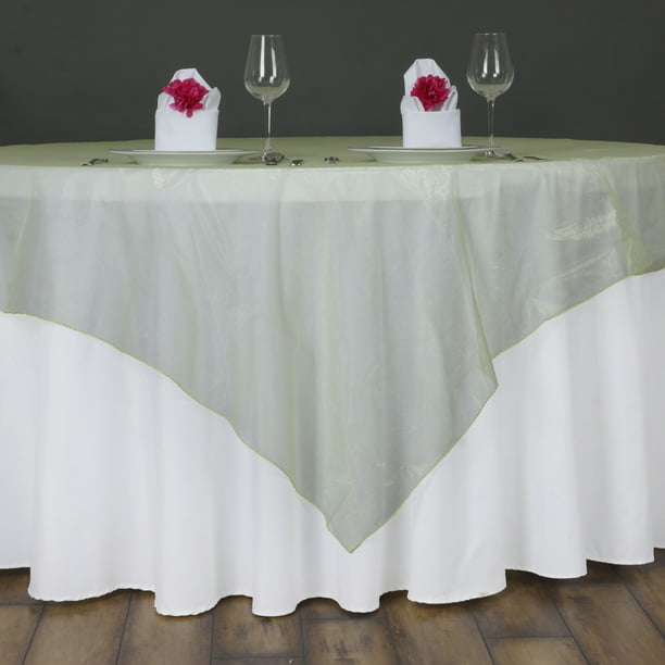 Wedding Reception Party Table Decorations BalsaCircle 72x72-Inch Apple Green Embroidered Sheer Organza Table Overlays